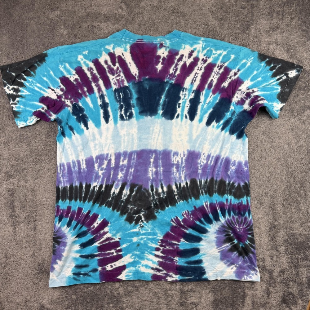 Vintage Fruit of the Loom Shirt‎ Mens XL Blue Purple Tie Dye Made in USA 90s - Picture 3 of 8
